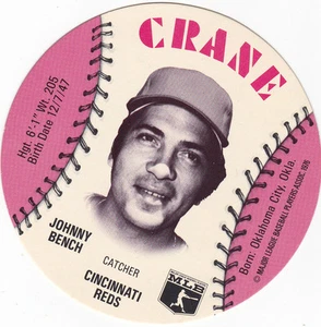 1976 CRANE DISK DISC JOHNNY BENCH CINCINNATI REDS - Picture 1 of 2