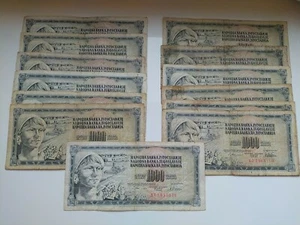 DINARA JUGOSLAVIA 1000 BANCONOTA " PEASANT WOMAN " 1981 LOTTO DI 13 PEZZI - Imagen 1 de 4