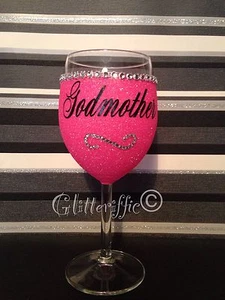 X10 Godmother Diy Black Vinyl Decal Sticker Christening Gift Pint Wine Glasses - Picture 1 of 2