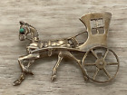 Chariot poussette vintage artisan argent sterling cheval équin chariot broche argent