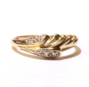 Anillo banda racimo diamantes oro amarillo 14k .025ct VS1 G 1.9g único damas 5 - Imagen 1 de 8
