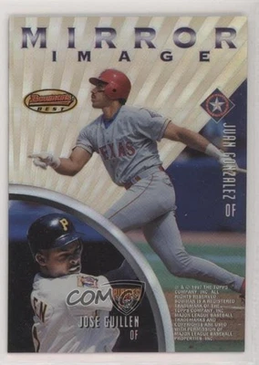 1997 Bowman's Best Mirror Image Refractor Juan Gonzalez Gary Sheffield #MI6 - Image 1 of 2