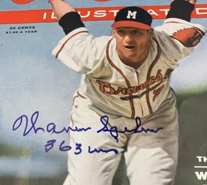 WARREN SPAHN SIGNED MILWAUKEE BRAVES AUTO 6/25/56 SPORTS ILLUSTRATED BECKETT COA - Picture 1 of 5