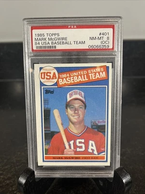 1985 Topps #401 Mark McGWIRE 1984 EE. UU. Equipo de béisbol radiocontrol novato PSA 8 casi nuevo-como nuevo ¡En excelente estado! Foto 1 de 3