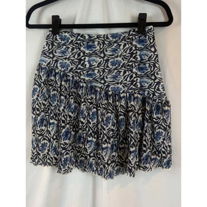 Minifalda para mujer bohemia azul con estampado floral con volantes estilo de verano - Imagen 1 de 8