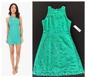 NWT Lulus BB Dakota Women's Larelle Green Sleeveless Halter Lace Dress Size 0 - Picture 1 of 15