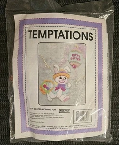 Vintage 1996 Temptations 7317 Easter Morning FUN Bunny Plastic Canvas Kit FREE S - Picture 1 of 6