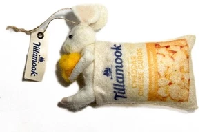 Tillamook Cheese Curd Ornament White Felted Mouse Fabric Cheddar Cheese Block 5" - Picture 1 of 3