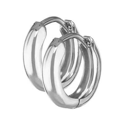 Pair of 8K 333 White Gold Hoop Earrings 12.2 x 3.2mm High Polished Round - Image 1 of 2