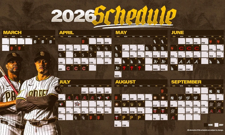 2026 Major League Baseball Teams Schedule Magnets 5" X 3.5"(Choose From List) - Image 1 of 1