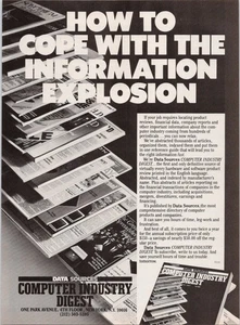 Data Sources Computer Industry Digest Original 1985 Print Ad Information - Picture 1 of 1
