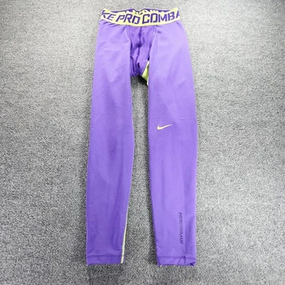 Nike Pro Combat Hyperwarm Compression Pants Mens Medium Purple Yellow Athletic - Image 1 of 4