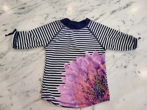 CABANA LIFE Girls Rash Guard Stripes Floral Navy Size 5 EUC - Picture 1 of 3