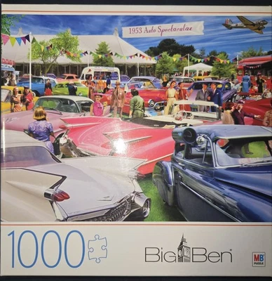 Rompecabezas Big Ben 1953 Car Show 1000 piezas 27”x20” arte Jeremy Pyke sellado Foto 1 de 3