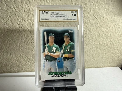 Mark McGwire Jose Canseco 1988 Topps Athletics Leaders #759 Bash Bros GEM MT 10 - Image 1 of 4