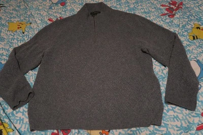 Bloomingdales Men's Store Wool Cashmere 1/2 Zip Pullover Sweater Blueish Gray XL - Image 1 of 4