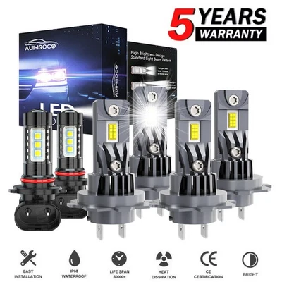 Fit For BMW 525i 530i 2004-2006 Combo LED Headlight Fog Light Bulbs Kit 6000K 6X - Image 1 of 4