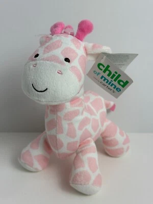 Brinquedo de pelúcia novo com etiquetas Carters Child Of Mine girafa rosa e branca chocalho bebê Lovey - Imagem 1 de 4