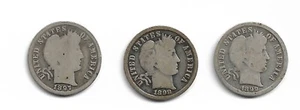 Lotto di 3 monete da barbiere : 1897 1898 1899 - Foto 1 di 2