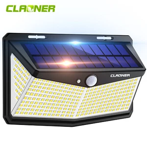 CLAONER Large Solar Powered Lights Outdoor PIR Motion Sensor LED Security Lamp - Picture 1 of 10