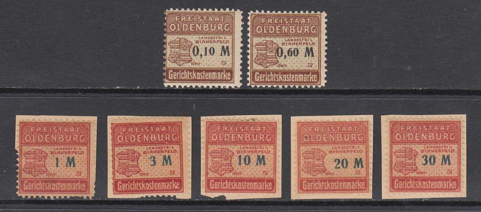 Germany, Oldenburg, Birkenfeld, Court Fee Revenues, unused Gerichtskostenmarke - Image 1 of 1