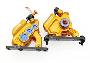 Juin Tech GTF6 Cyclocross Fahrrad 6-Kolben Hydraulischer Bremssattel Set Gold - Bild 1 von 19