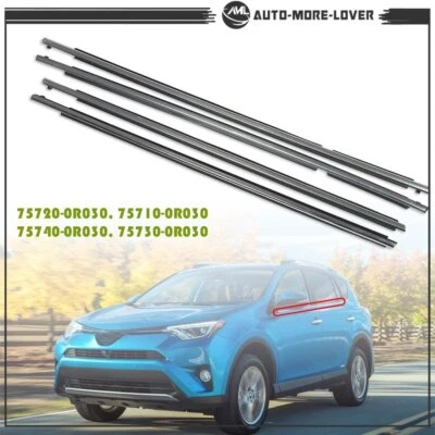 Moldura de cinturón de sellado de tira climática de ventana de coche cromada para Toyota RAV4 2014 2015-2018 Foto 1 de 4