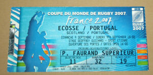 RUGBY TICKET ECOSSE SCOTLAND V PORTUGAL WORLD CUP COUPE DU MONDE 2007