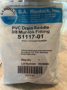 PVC ABLAUFSATTEL 3/8" MUR-LOK VERSCHRAUBUNG S1117-01 FÜR DEN EINSATZ AUF 1,5" O.D. PFEIFE - Bild 1 von 3