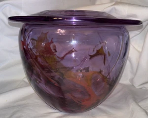 Fostoria Glass Interpretations Vase Alexandrite Flying Saucer Top 77 RARE - Picture 1 of 12