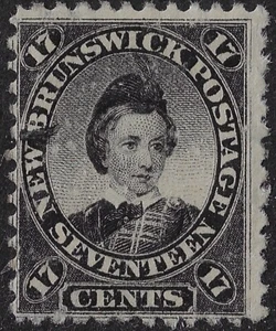 New Brunswick 1860, 12 c, Sc. 11/ SG 19,  black w/ printing flaw. (a4932 - Picture 1 of 4