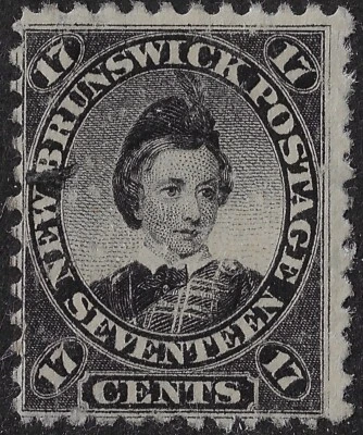 New Brunswick 1860, 12 c, Sc. 11/ SG 19,  black w/ printing flaw. (a4932 - Image 1 of 4