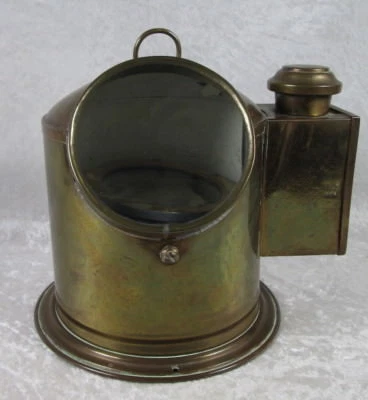 Sestrel Brass Binnacle Ship Compass Helmet Kerosene Lantern 9-1/4in Tall c1940 - Image 1 of 4