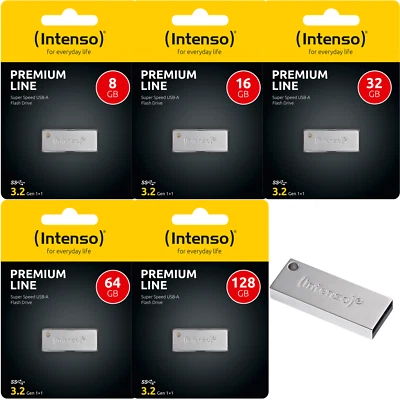 Intenso Premium Line USB 3.2 Stick Speicherstick Metal 8GB 16GB 32GB 64GB 128GB - Bild 1 von 4
