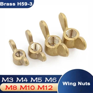 M3 M4 M5 M6 M8 M10 M12 Brass Extra Large Wing Butterfly Wing Nut For Bolts/Screw - Picture 1 of 15