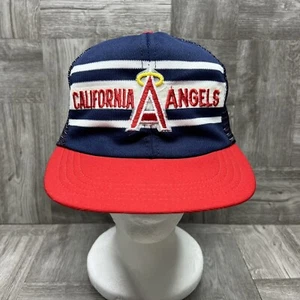 Vintage MLB California Angels SPELL OUT Trucker Mesh SnapBack Hat Cap USA Made - Picture 1 of 12