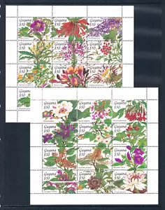 2/3 off $20.00 Scott Value - 1994 GUYANA 24v Flowers 2 sheets MNH NH UMM - Picture 1 of 2
