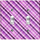Metal Light Switch Cover Wall Plate For Room Plaid Purple WAL037