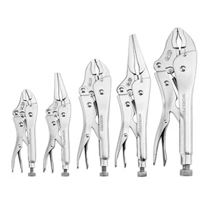 5- Piece Locking Pliers Set, 5/7/10 inch Curved Jaw Pliers, 6.5/9 inch Long Nose - Picture 1 of 7