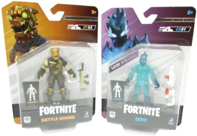 (2) FORTNITE Legendary Micro Series 2.5" Figures BATTLE HOUND C1S3 + ZERO C2S1 - Image 1 of 4