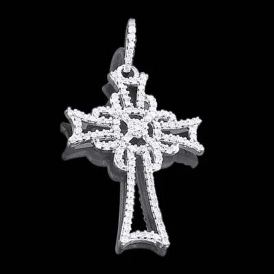 COLGANTE CRUZ DIAMANTE REAL NATURAL PLATA ESTERLINA 925 0,37 QUILATES Foto 1 de 4