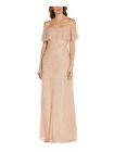 ADRIANNA PAPELL Womens Pink Lined Spaghetti Strap Full-Length Gown Dress 4