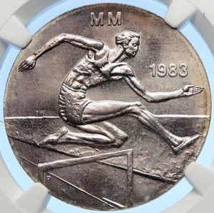 1983 FINLAND World Athletics Championship OLD Silver 50 Markkaa Coin NGC i106236 - Picture 1 of 5