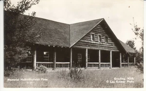 RPPC Grayling Mi Michigan  Memorial Hall Hartwick Pines 1940 Real Photo Postcard - Picture 1 of 2