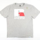 RUSSELL ATHLETIC GRAY LARGE LOGO TEE TSHIRT MENS PREOWNED