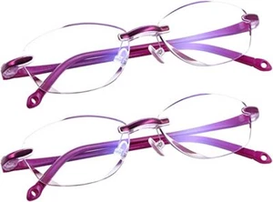 2 piezas Gafas de Lectura sin montura Moda Diseño de Corte de Diamantes Teraise Antifatiga - Imagen 1 de 48