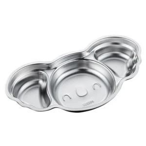 3 Count Cartoon Geteilte Platte Kleinkind Unterteilter Teller Aus Edelstahl - Afbeelding 1 van 12