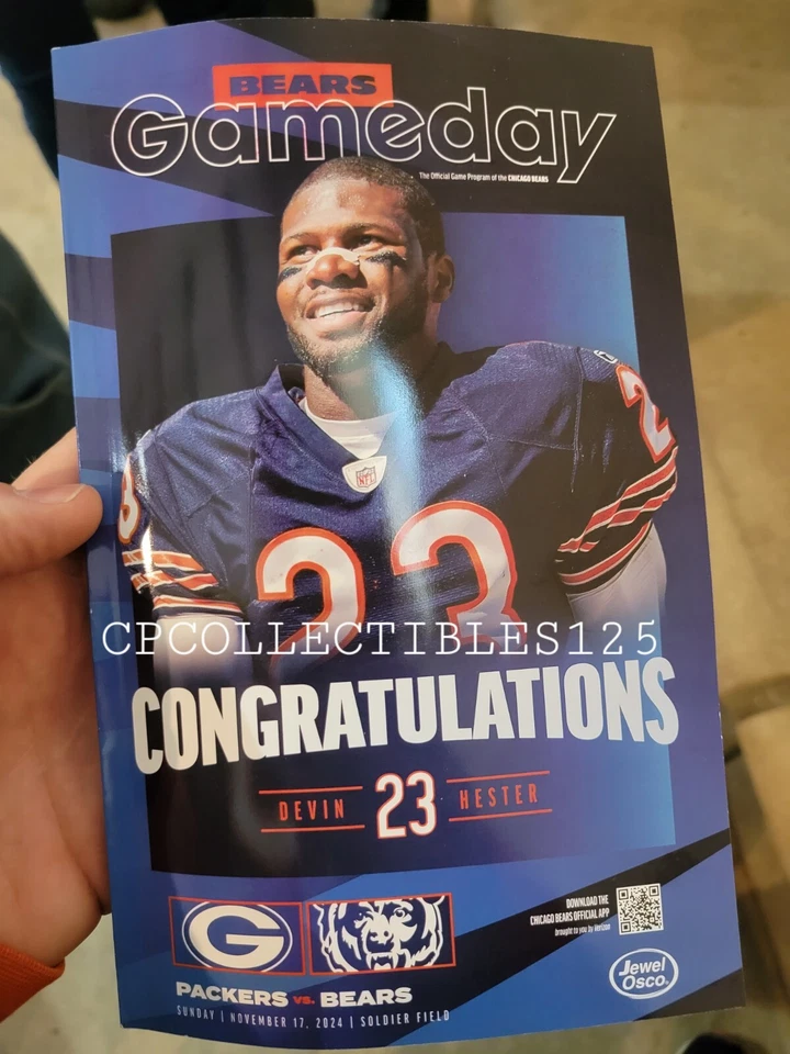 2024 Green Bay Packers VS Chicago Bears PROGRAMA DEL DÍA DEL JUEGO 17/11/24 Devin Hester Foto 1 de 1