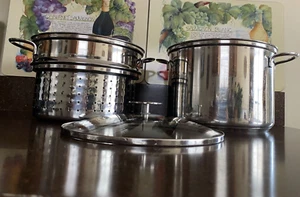 BERNDES Germany Crate And Barrel 8 Qt Stock Pot With Pasta Insert/Strainer Lid - Picture 1 of 19