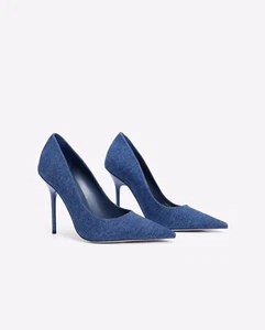 Good American Womens Emma Denim Heel Blue Size 10  New - Picture 1 of 9